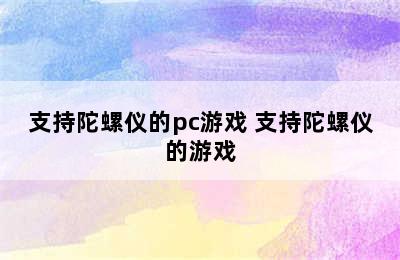 支持陀螺仪的pc游戏 支持陀螺仪的游戏